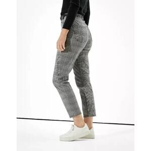 American Eagle Women's 14 LONG Stretch Plaid Navy Beige Regular Ankle Pants